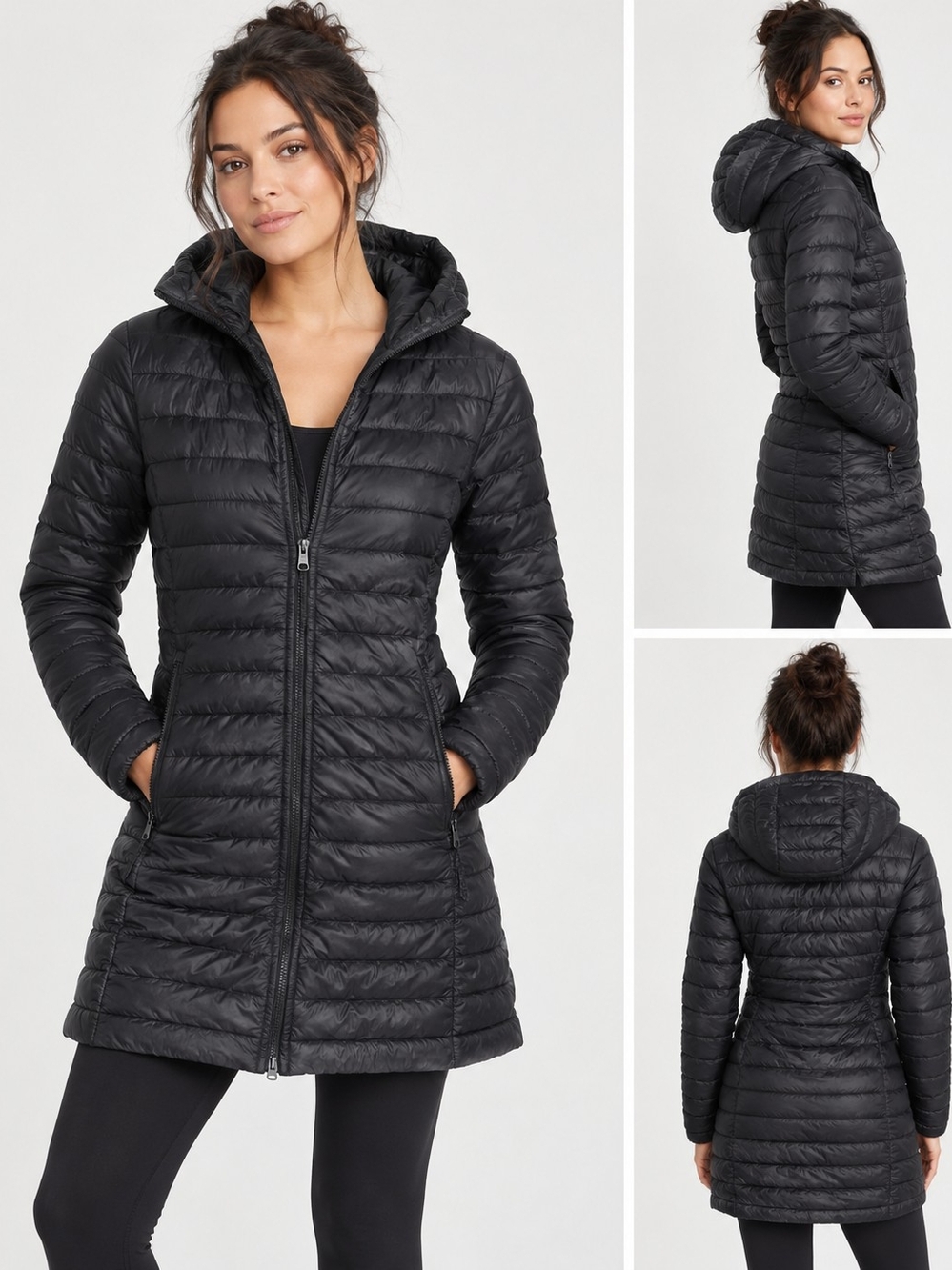 GAP Black Hooded Packable Puffer Coat - Women's